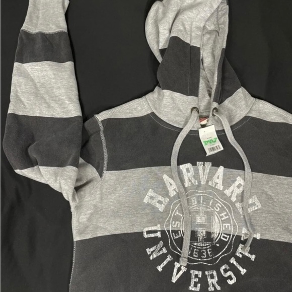 NWT Pro Weave Unisex Harvard University Gray Striped Hoodie Size S - Picture 3 of 9